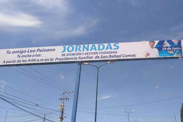 Utiliza alcalde de San Andrés Cholula recursos públicos para promover su imagen