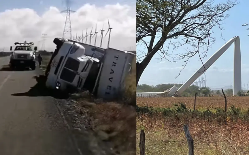 Vuelcan tráileres por rachas de viento de 120 kilómetros en La Ventosa