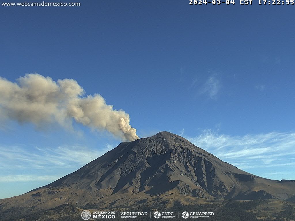 Popocatépetl registra 761 minutos de tremor en 24 horas