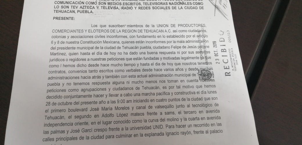 Comerciantes preparan megamarcha contra Patjane