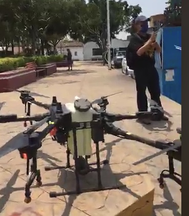  Realizan demostración de sanitización con drones en Tepeojuma