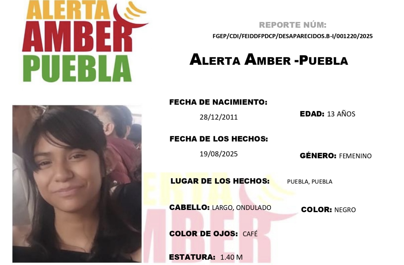 Activan Alerta Amber para localizar a Aisha Ruiz; desapareció en Puebla capital
