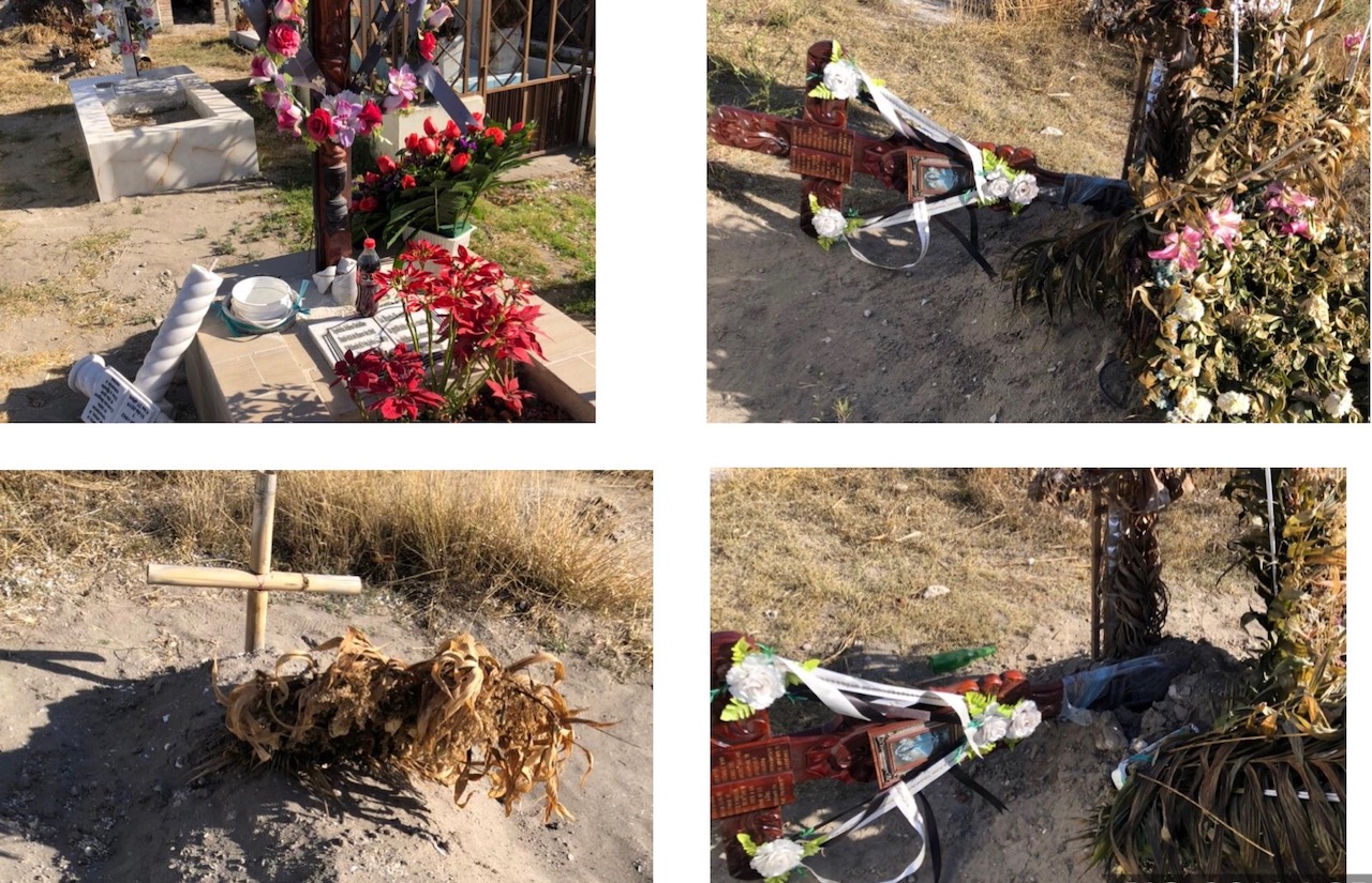Roban cruces metálicas de panteón en Tecamachalco