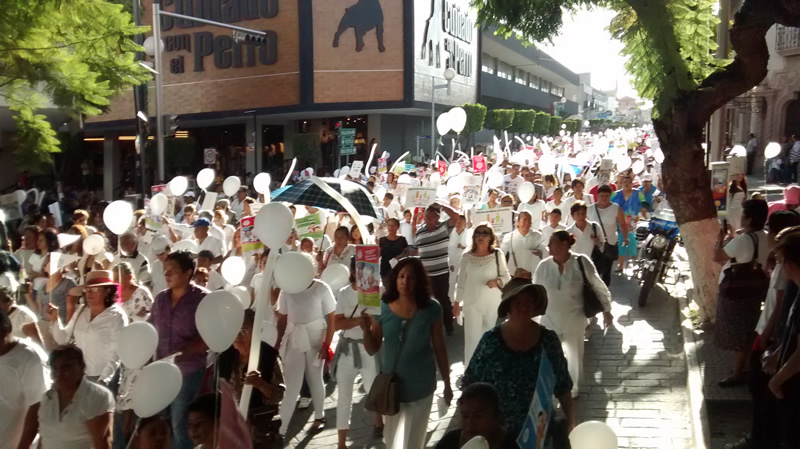 Entre esporádicas protestas, marchan por familia tradicional en Tehuacán