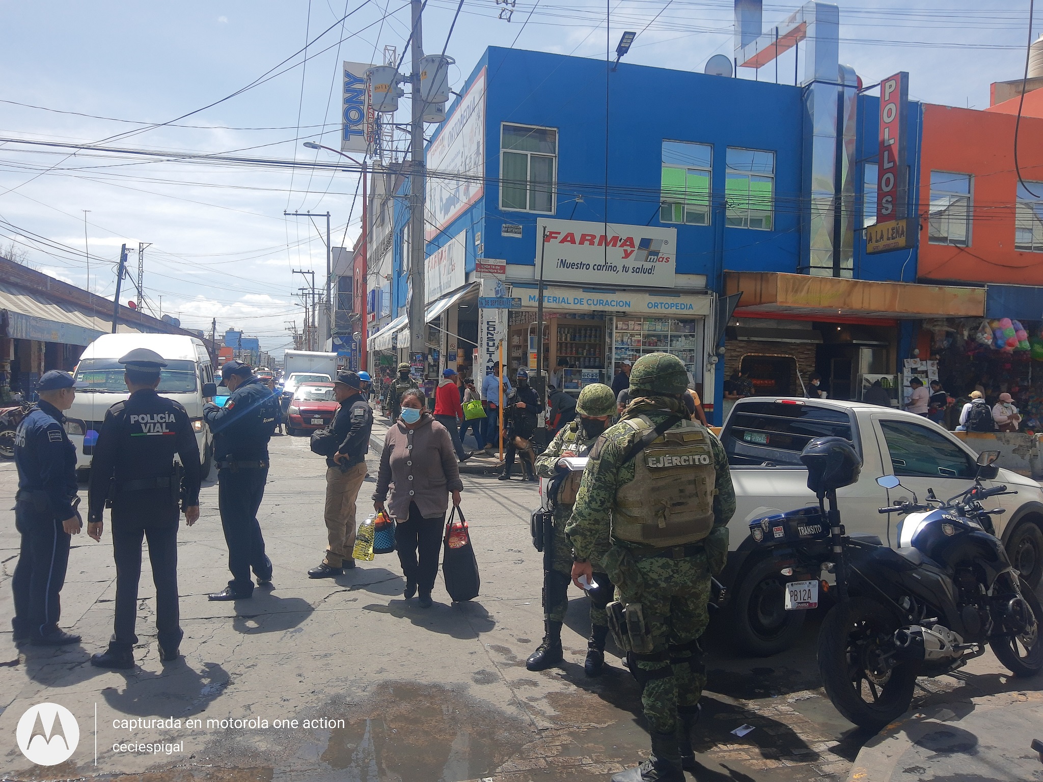 Ejército Mexicano se suma a operativos de revisión de motos en Texmelucan