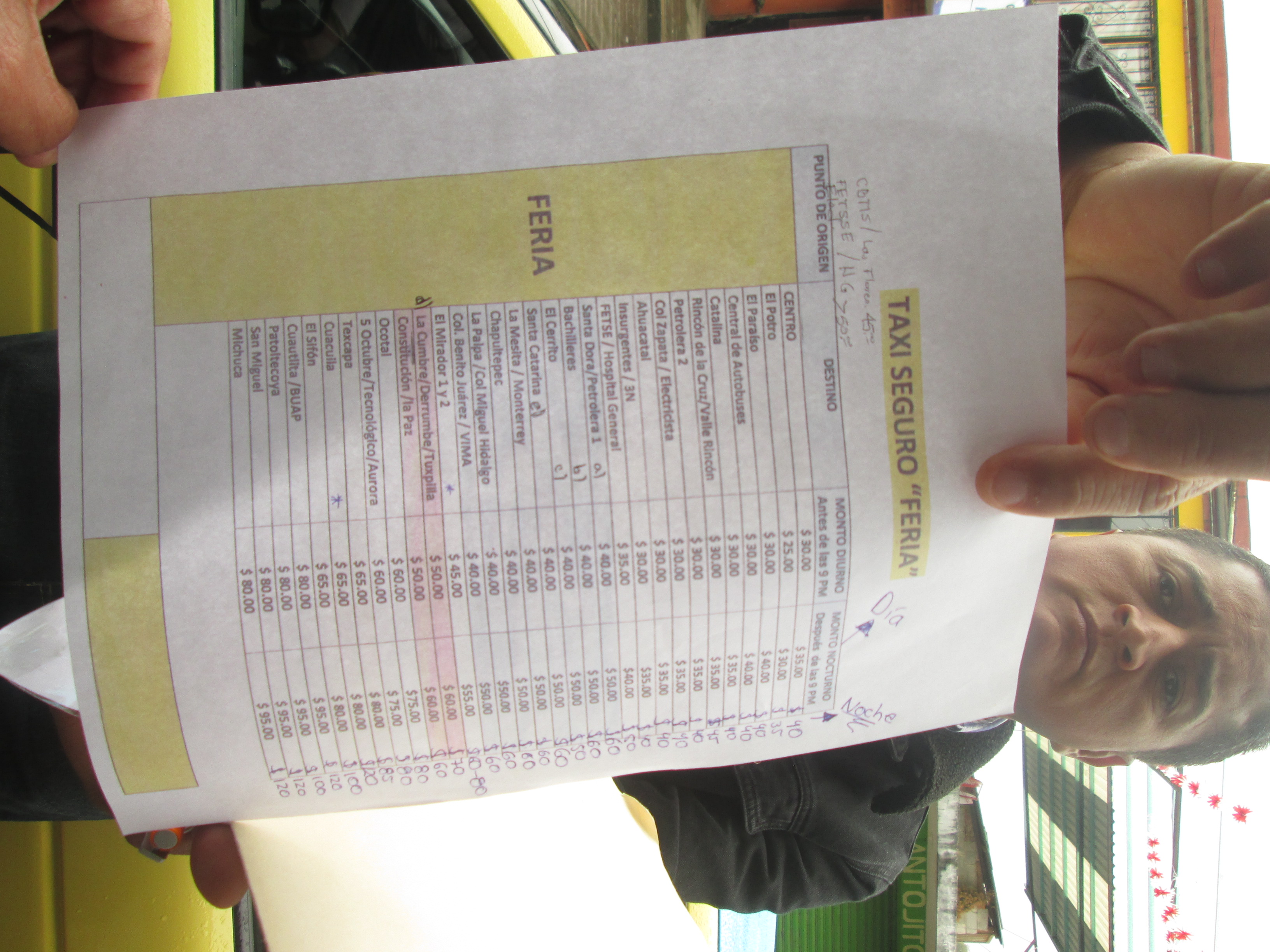 Taxistas se inconforman por tarifas para la feria de Huauchinango