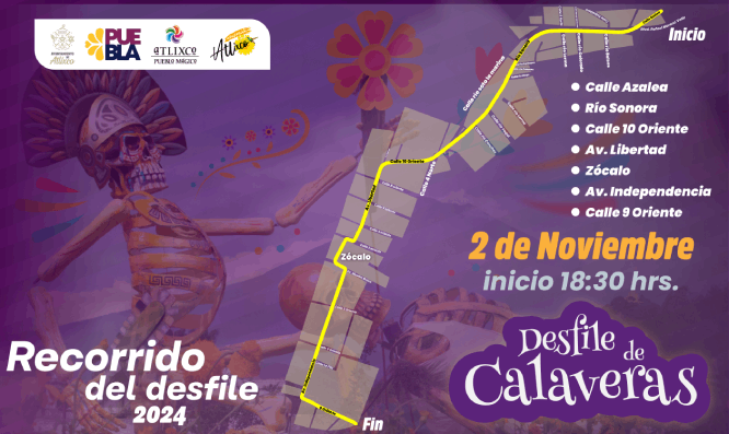 Checa aquí el recorrido del desfile de calaveras en Atlixco