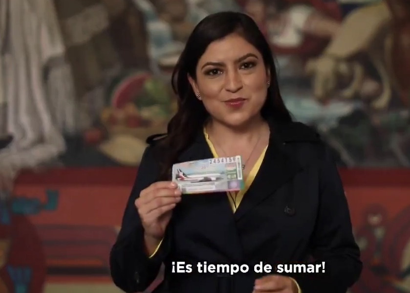 VIDEO Claudia Rivera ya tiene su billete para rifa del avión presidencial