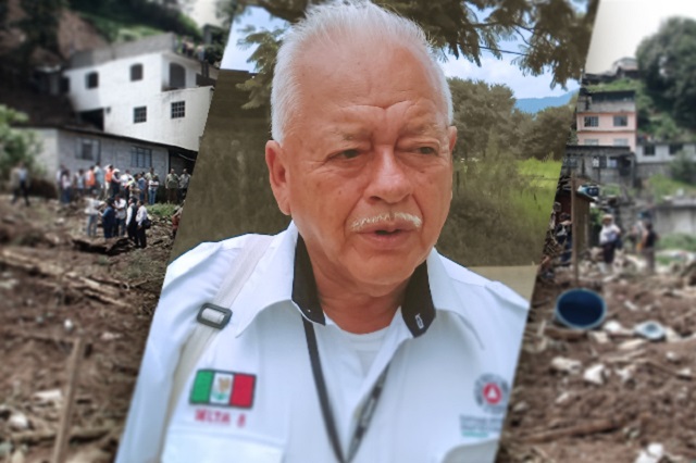 A sus 72 años, Miguel rescata personas en desastre de Huauchinango