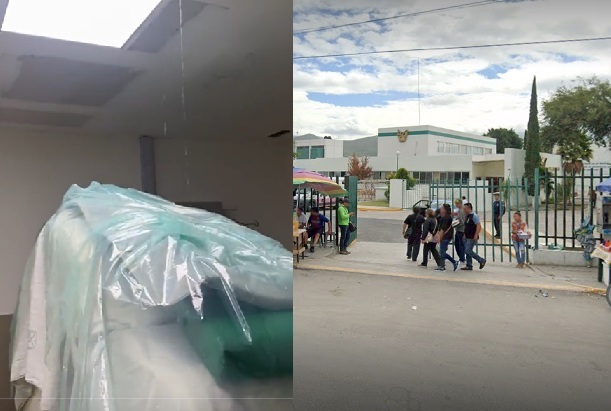 VIDEO Filtración de lluvia cae en tomógrafo de IMSS en Tehuacán