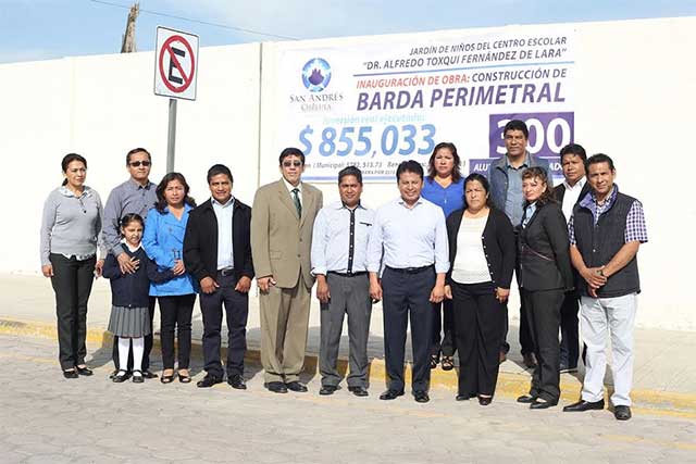 Inaugura edil de San Andrés Cholula obra en el Centro Escolar Alfredo Toxqui
