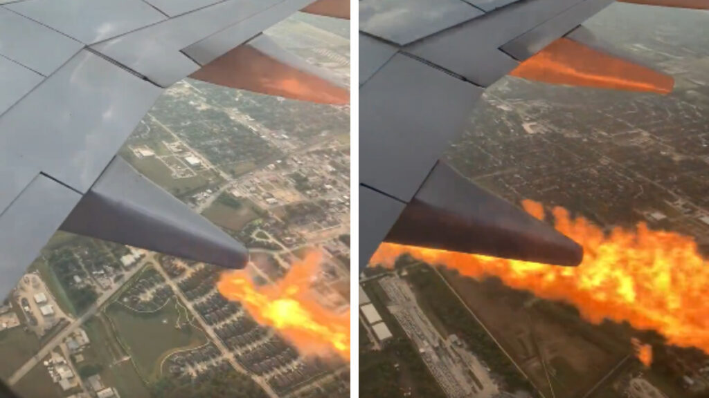 VIDEO En pleno vuelo se incendia motor de avión