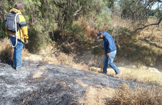 Protección Civil combate incendio en barrio San Lucas en Cañada Morelos