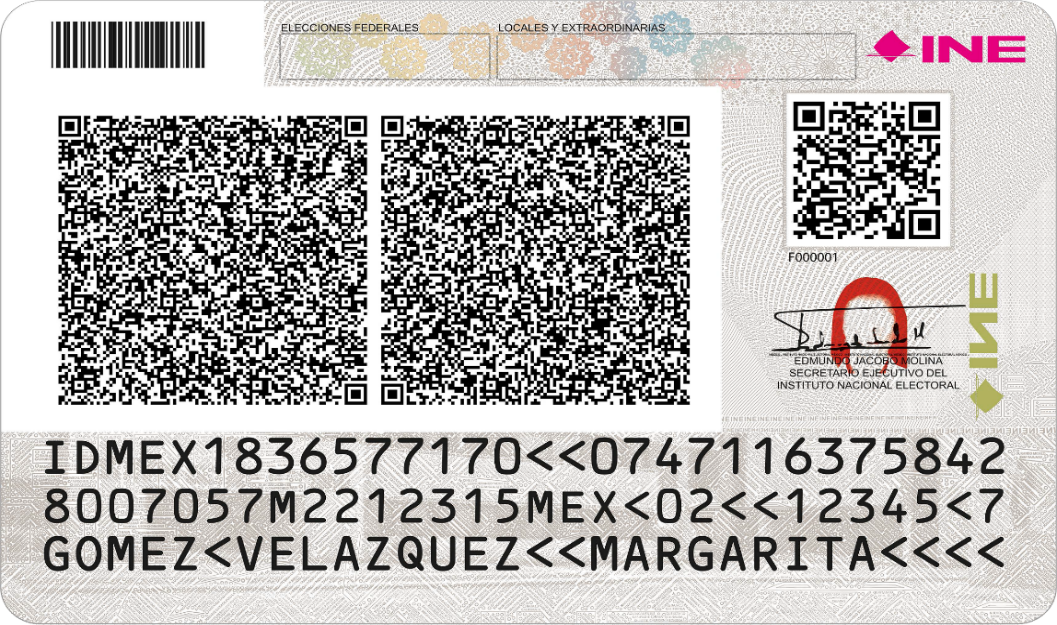 INE incorpora a la credencial códigos bidimensionales QR