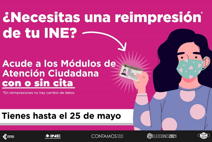 Vence el 25 de mayo plazo para reimpresión de credencial del INE