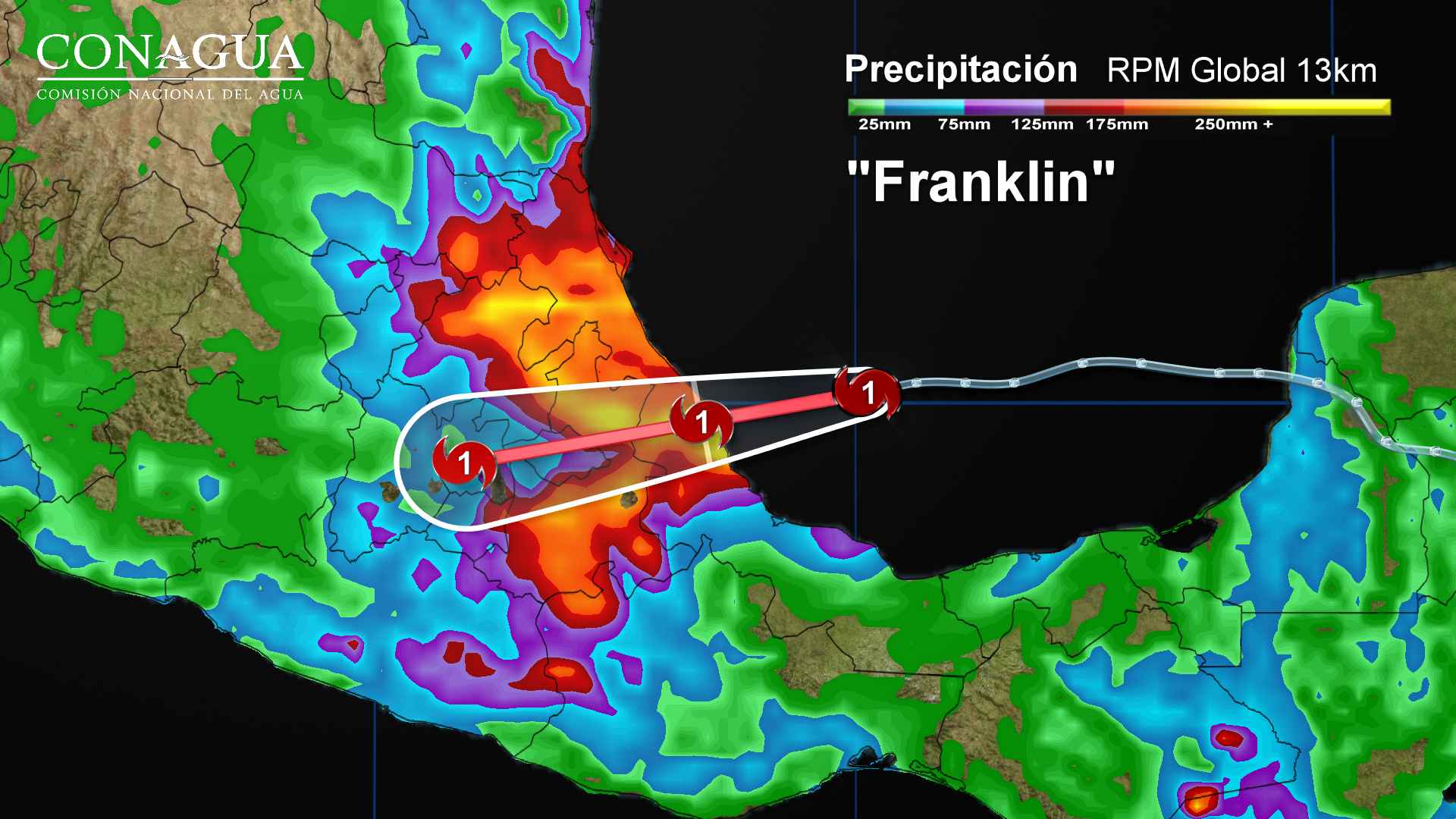 Franklin ya es huracán categoría 1: CONAGUA