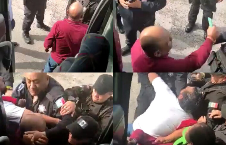 VIDEO Policías golpean a conductor en la autopista México-Puebla