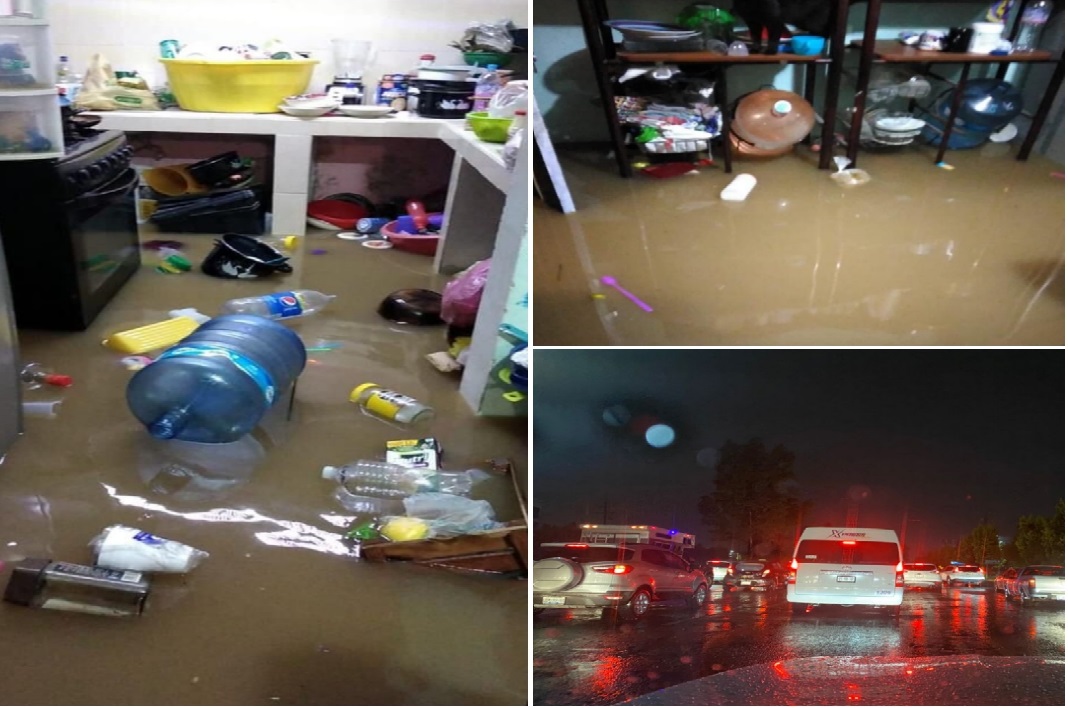 Intensa lluvia afecta vialidades en Puebla e inunda casas en Cholula