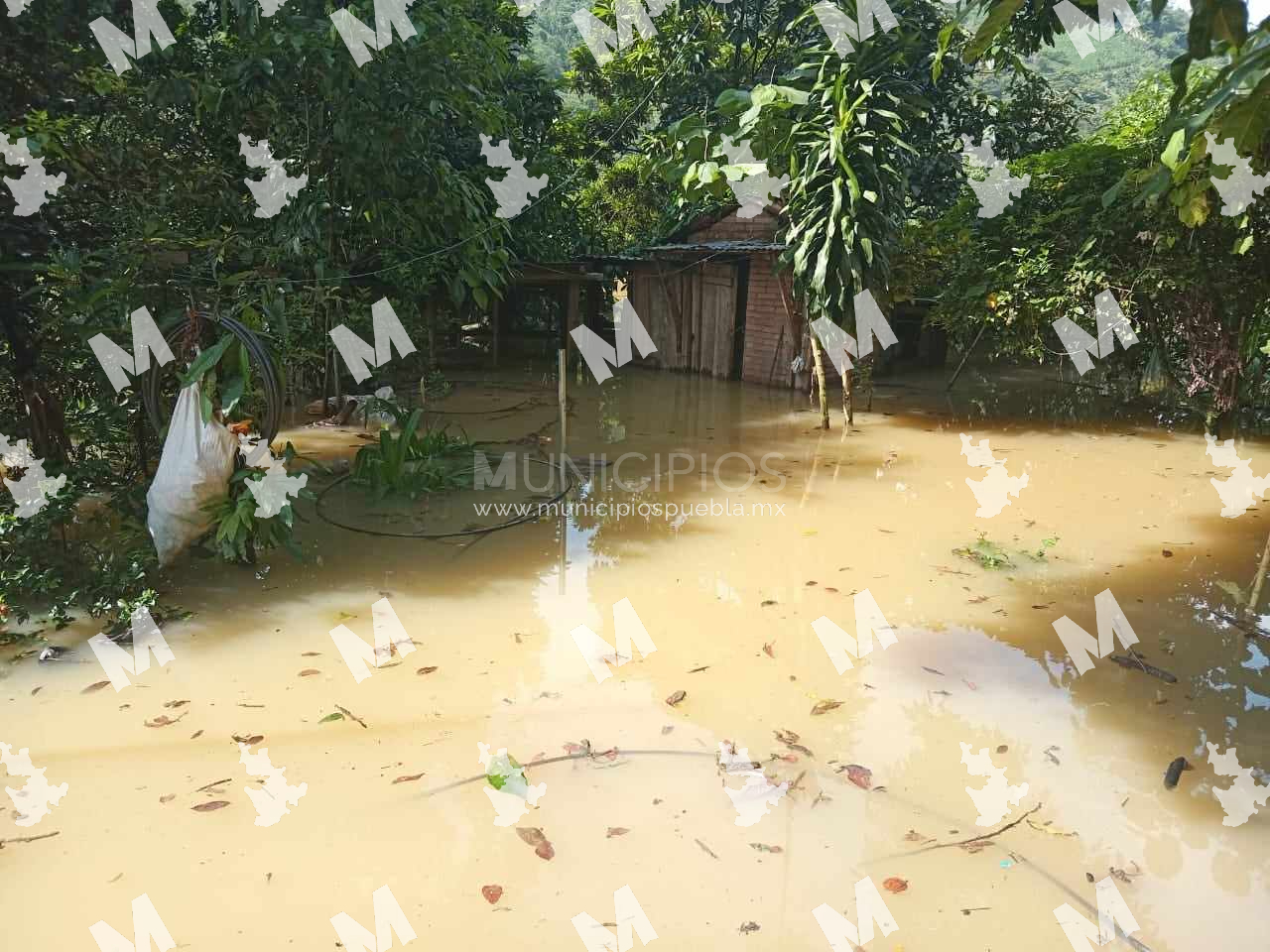 Lluvias en la Sierra Negra dejan bajo el agua a Cañada Rica en Eloxochitlán 