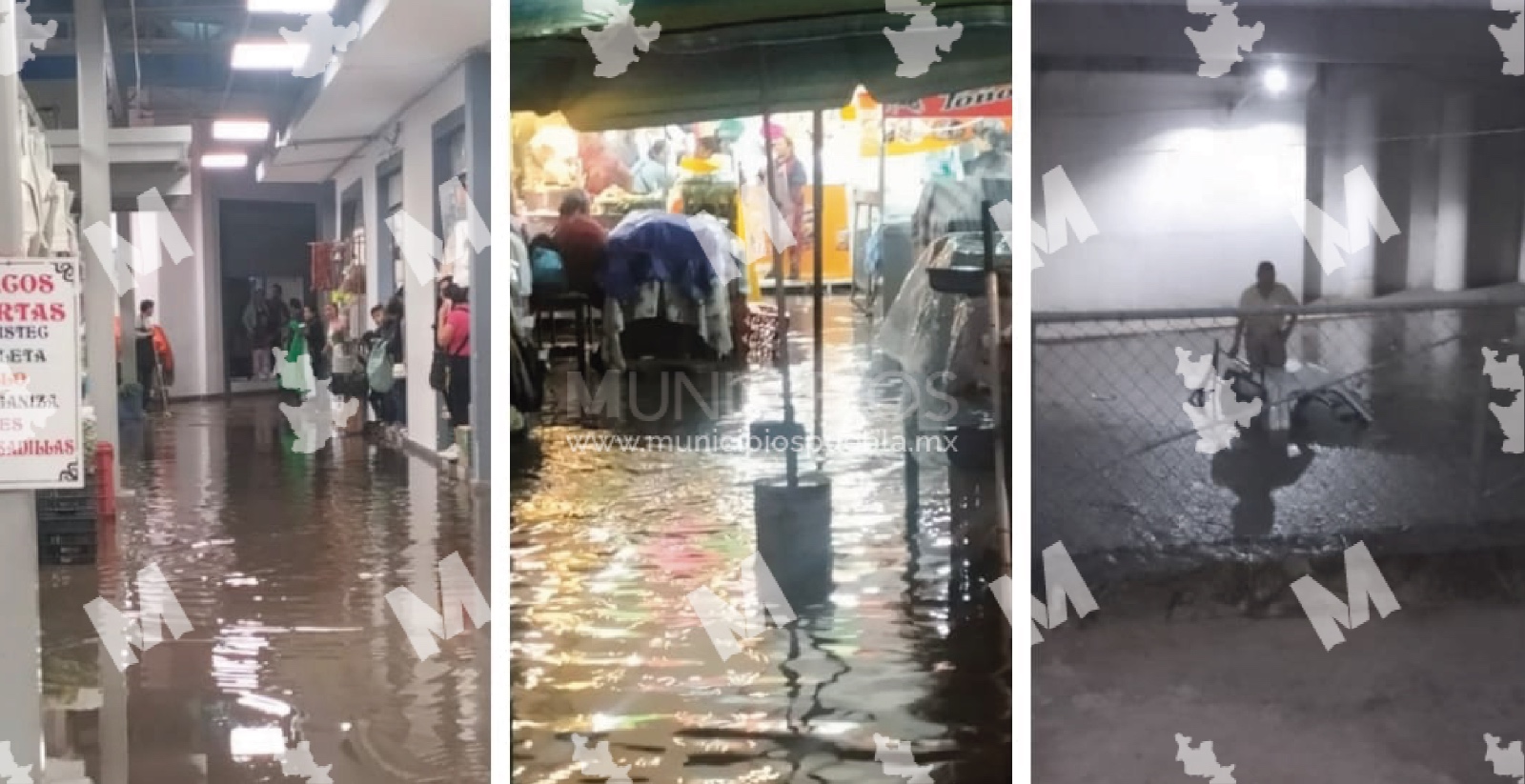 VIDEO Lluvia torrencial colapsa drenaje y afecta a comerciantes en Texmelucan