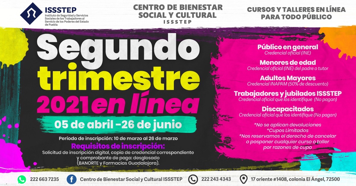 Invita ISSSTEP a segundo trimestre de talleres artísticos y deportivos en línea