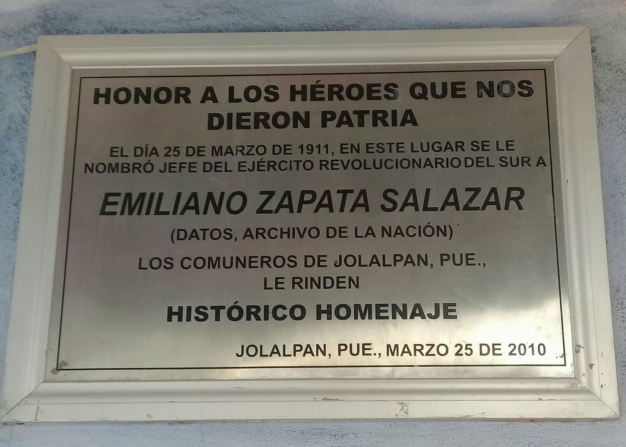 Recuerdan el nombramiento de Zapata como jefe del movimiento revolucionario en Jolalpan