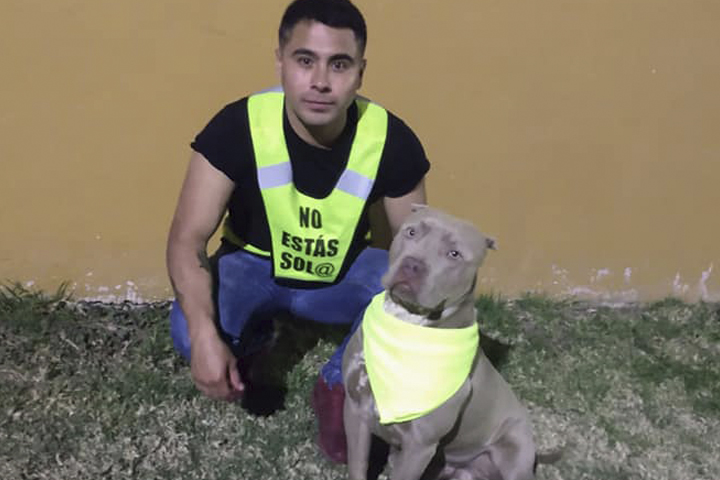 Con ayuda de su pitbull, joven ofrece protección a vecinos