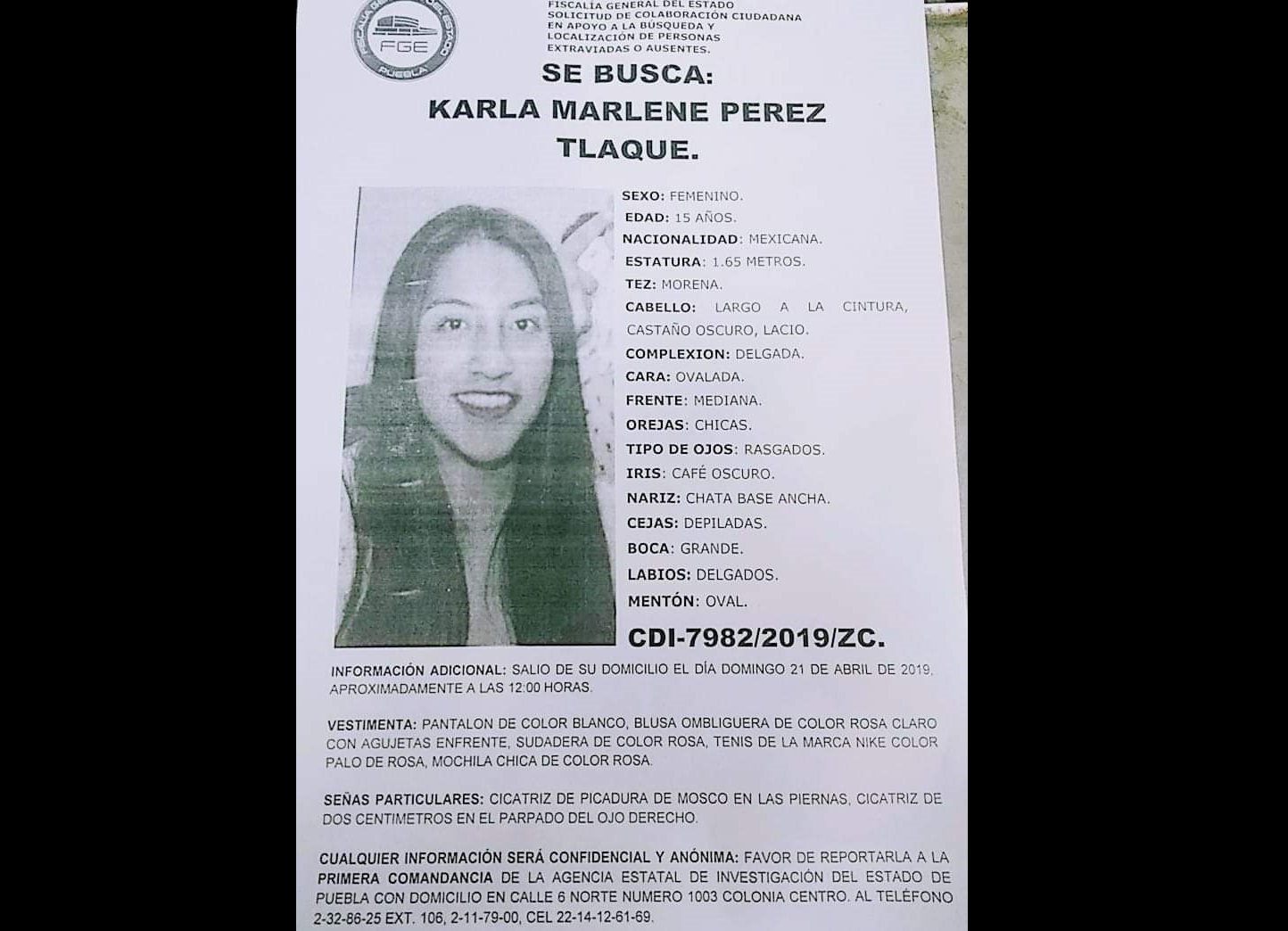 Desaparece otra adolescente de 15 años en la capital