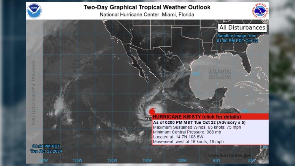 Kristy se convertiría en huracán categoría 1 en el Pacífico mexicano