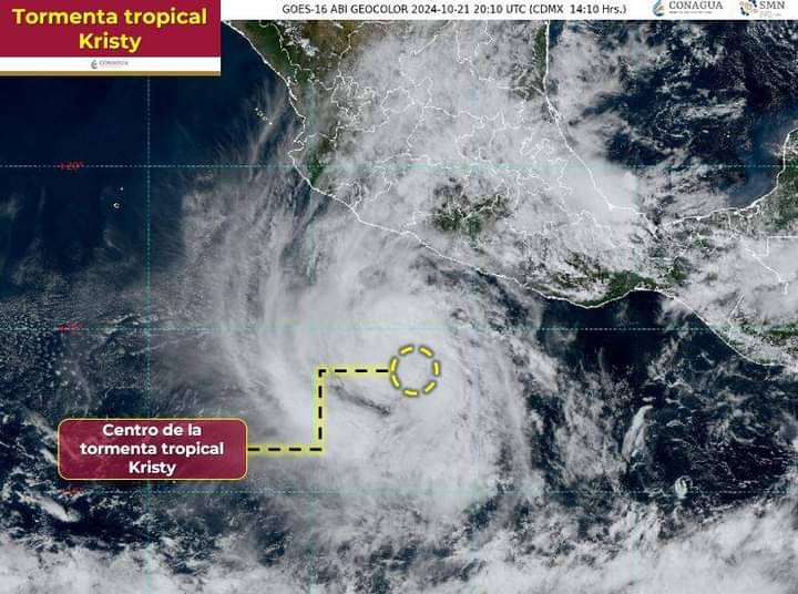 Tormenta Kristy se ubica encuentra a más de 500 kilómetros de Michoacán y Guerrero