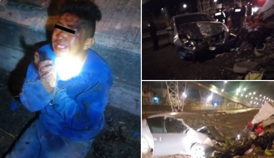 Roba auto y en persecución choca sobre el periférico en Puebla