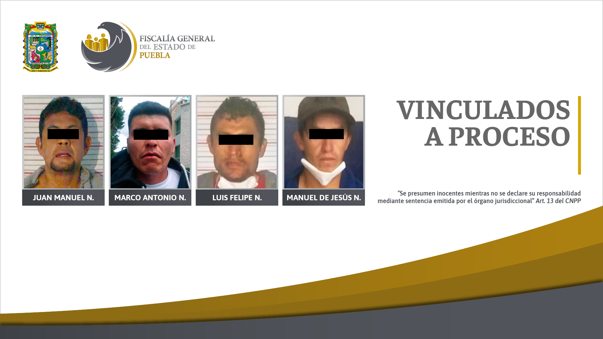 Fiscalía obtiene vinculación a proceso para 4 sujetos por robo en Puebla