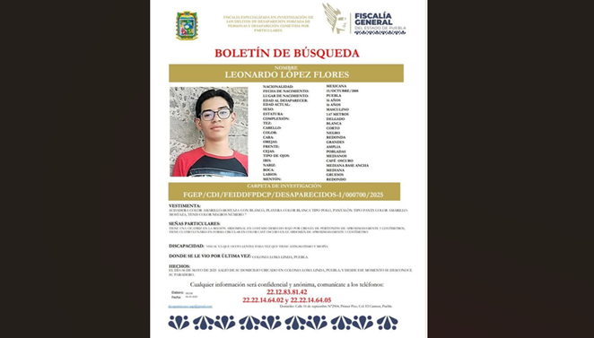 Leonardo salió de su casa hacia la escuela y nunca llegó, ¡Urge localizarlo!