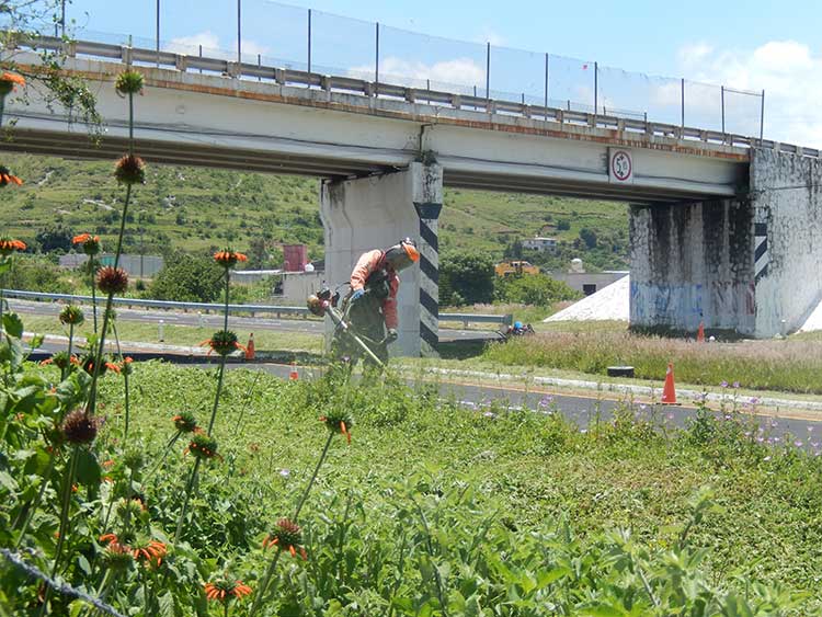 Limpian autopista Puebla-Atlixco previo a la visita de la CDNH a Chalchihuapan