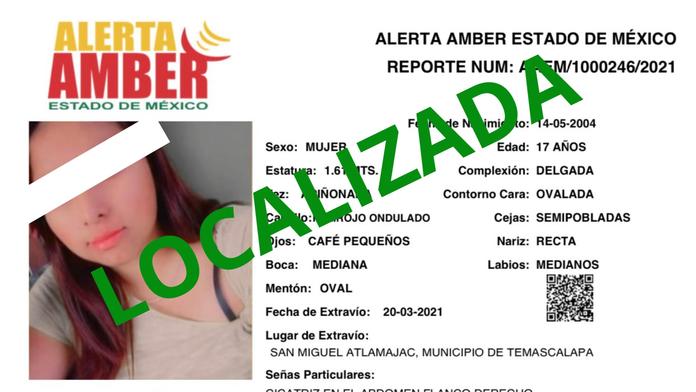 FGE localizó en Puebla a adolescente de EdoMex con Alerta Amber