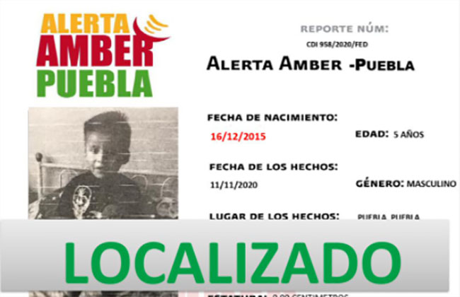 Localizan ileso al menor Juan Lorenzo de 5 años en Puebla