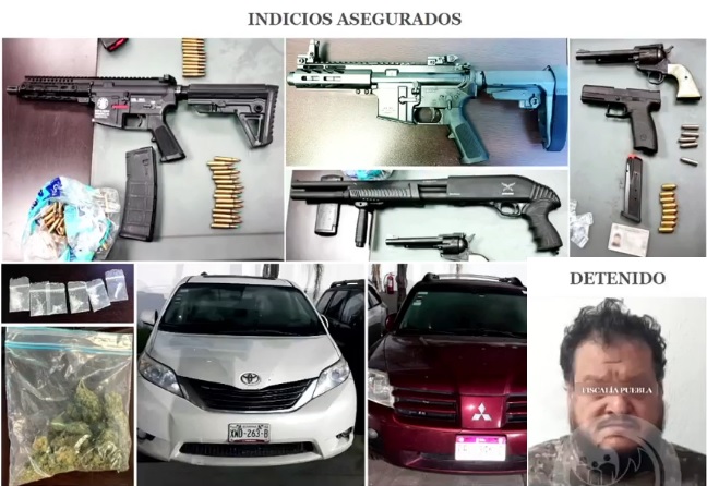 Armas largas y droga halló la FGE tras cateo en Lomas de Angelópolis