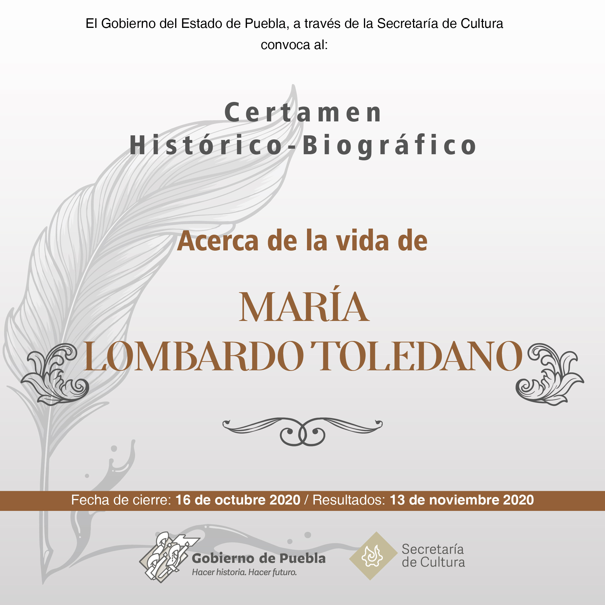 Lanza Secretaría de Cultura de Puebla certamen sobre hechos histórico-biográficos
