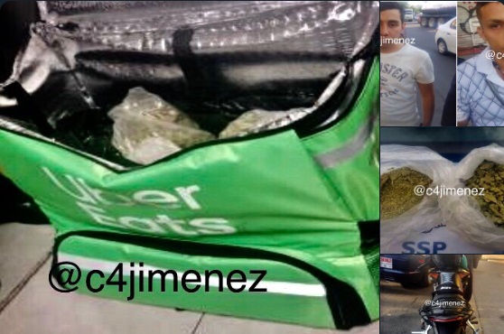 Transportaban droga en bolsas de Uber Eats