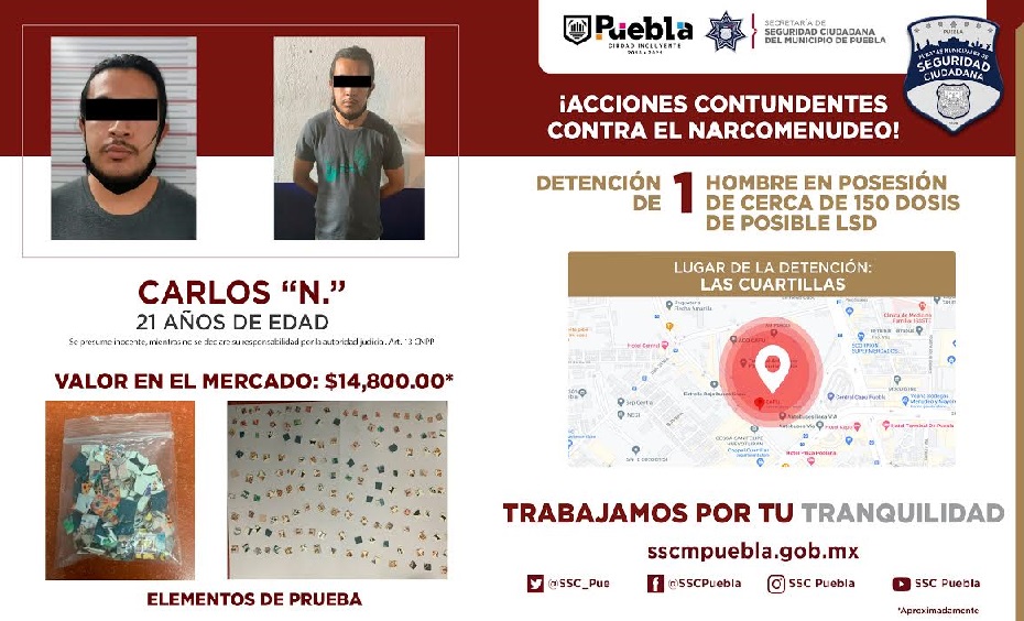 Lo detienen con 150 piezas de posible LSD