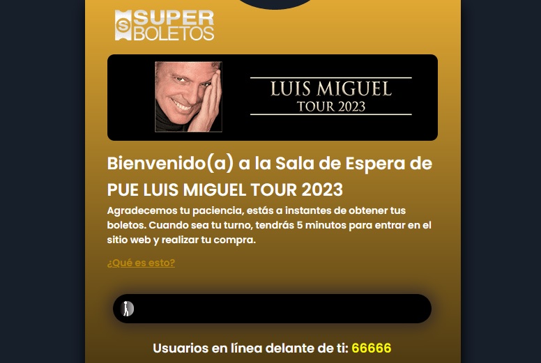 Rebasan filas virtuales los 66 mil fans para boletos de Luis Miguel en Puebla