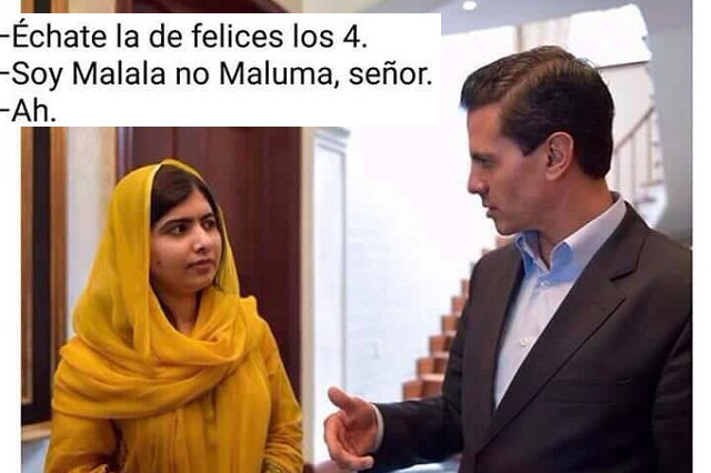No se resistieron y usuarios de redes crean memes de Malala y Peña Nieto