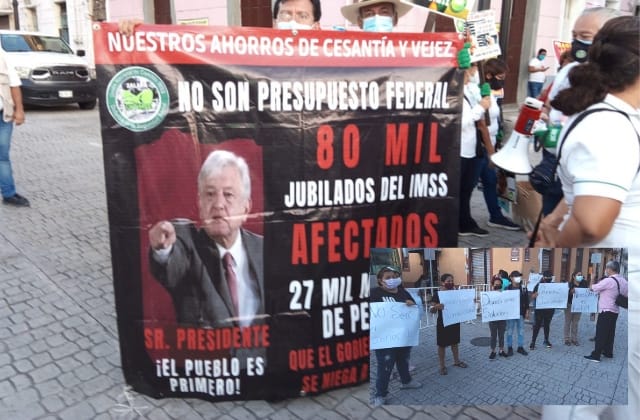 Con protestas reciben mañanera de López Obrador en Veracruz