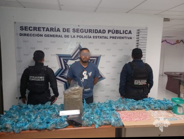 Detienen a Alejandro con 7 kilos de marihuana El Porvenir en Puebla