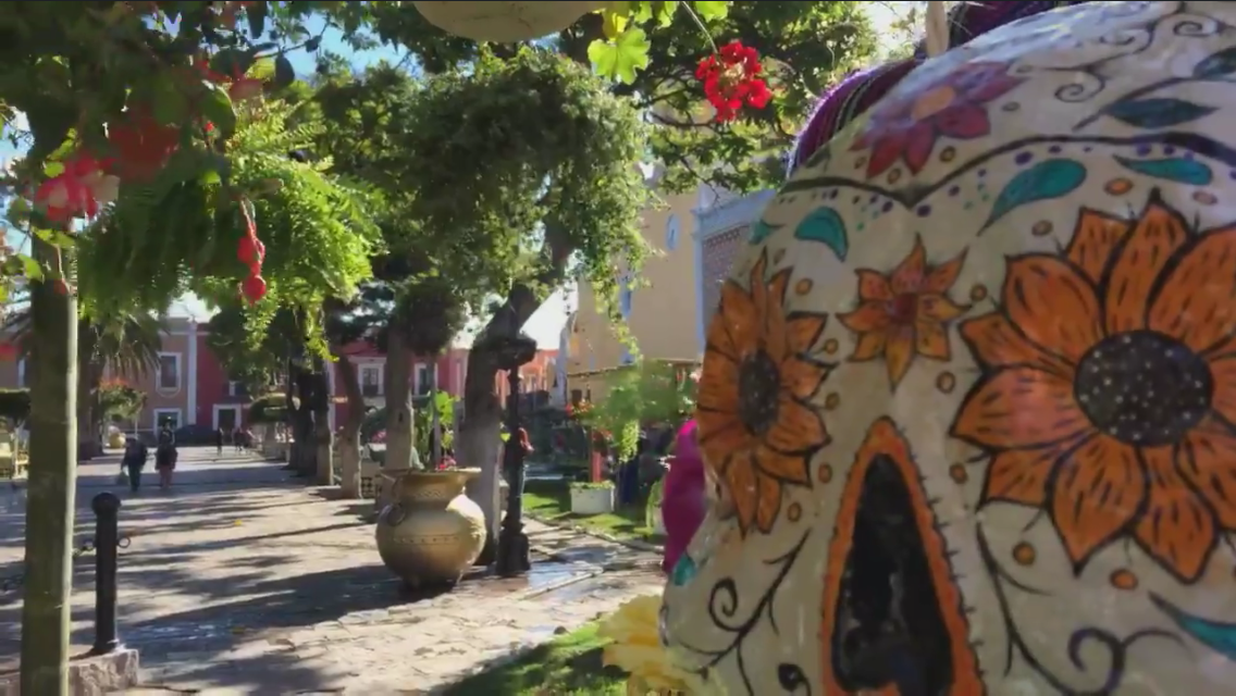 Roban máscaras del Jardín Paisajista en centro de Atlixco