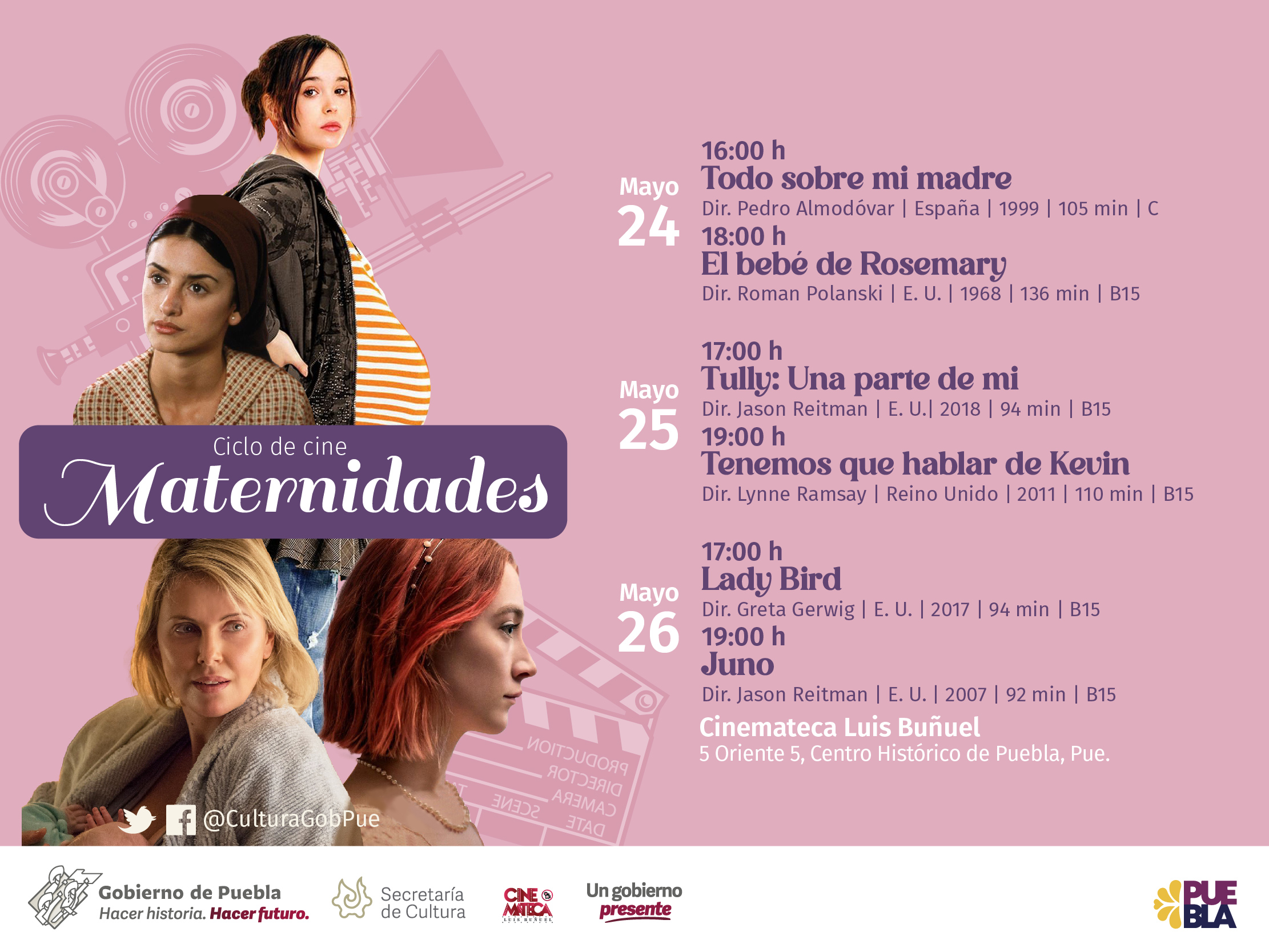 En Cinemateca Luis Buñuel, gobierno de Puebla exhibirá ciclo de cine Maternidades
