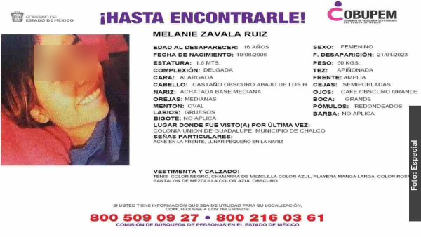 Hallan en Huitzilan a menor de edad reportada desaparecida en el EdoMex