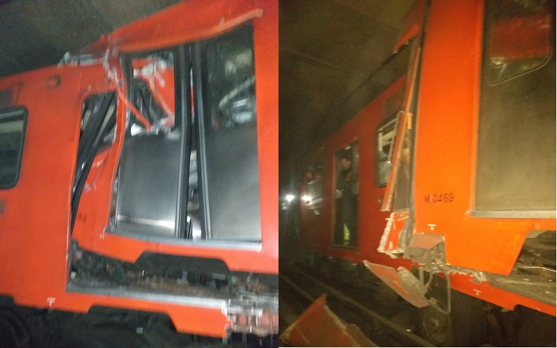 VIDEO Chocan vagones del Metro en la CDMX; hay pasajeros atrapados