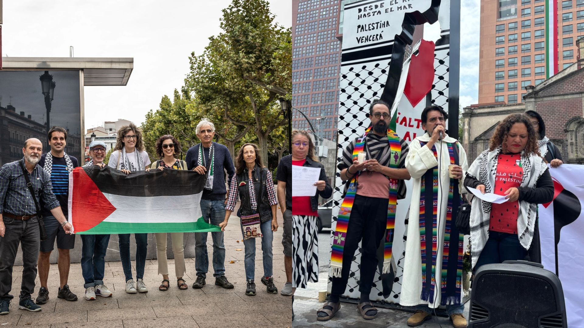 Activistas de CDMX instalaron Plaza “Palestina Libre” frente a sede de SRE