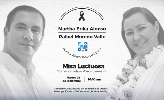 PAN invita a misa en memoria de Martha Erika y RMV
